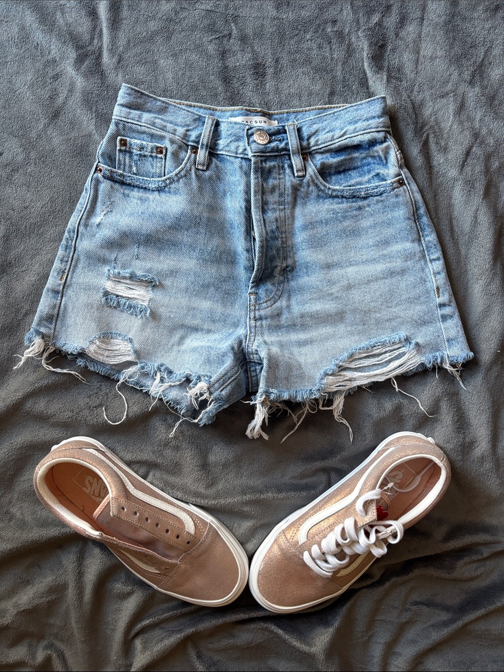 PacSun Light Blue Distressed Denim Shorts